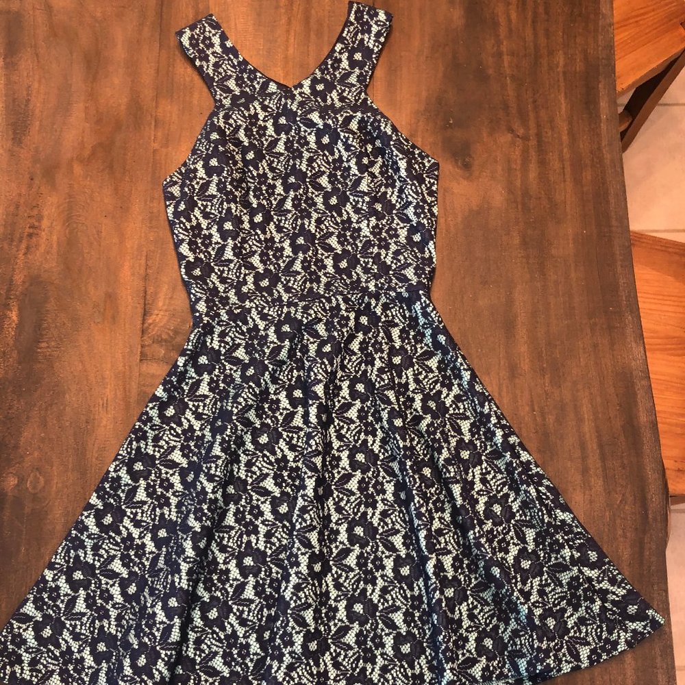 Dark blue and teal dress